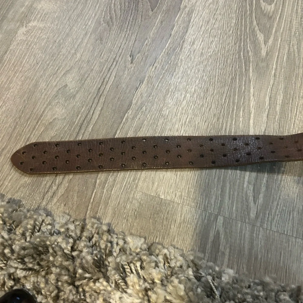 Woman’s Brown Leather Belt with Gold Buckle distressed look